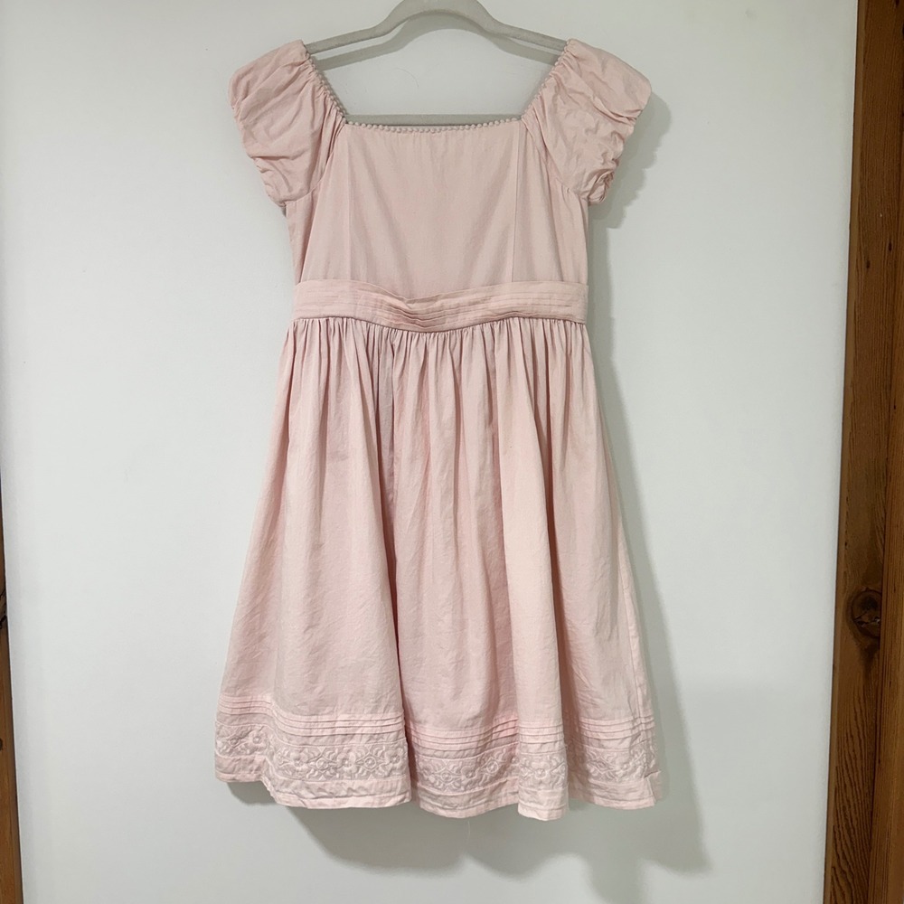 Hope & Henry Girls 10 Pink Organic Cotton Embroidered Dress Bow Back Occasion